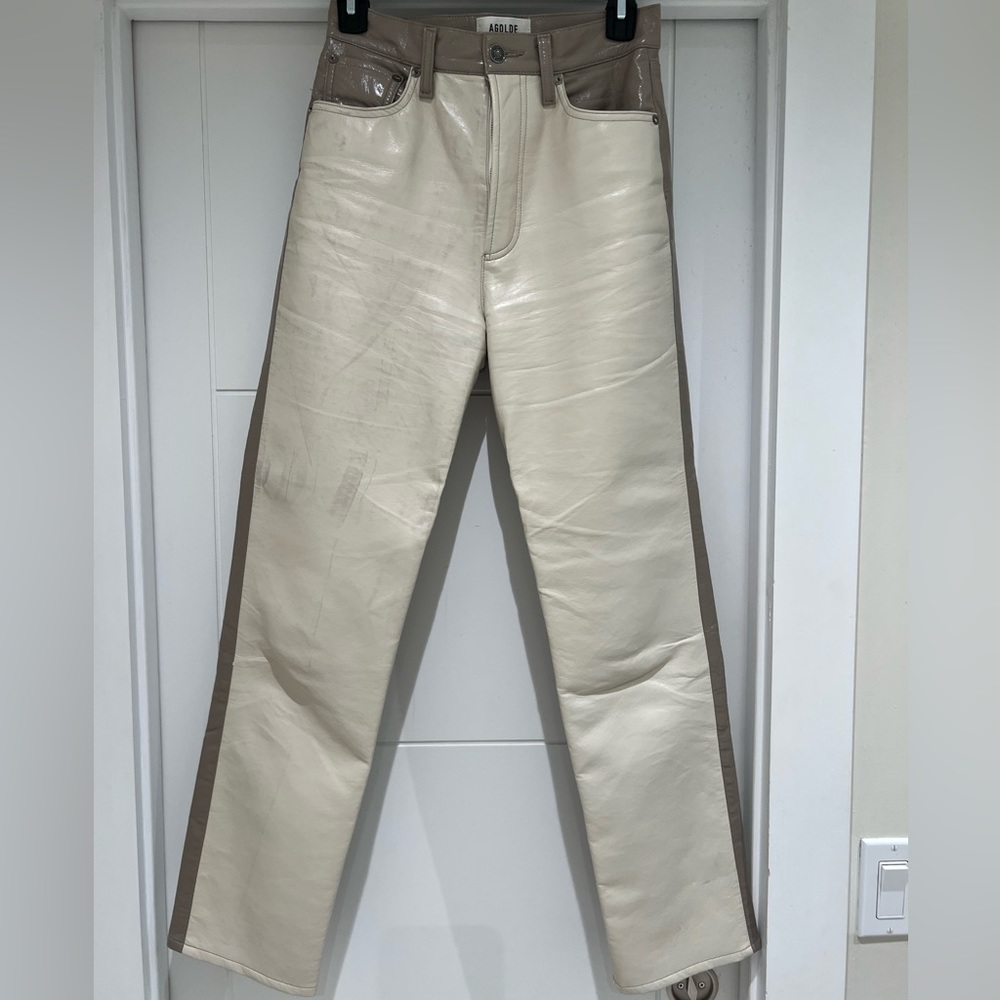 Agolde 90's Pinch Womens Recycled Leather Blend High Rise Straight Leg Jeans - Picture 2 of 5